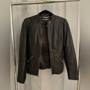 XS Karl Lagerfeld Paris Mandarin Leather Jacket